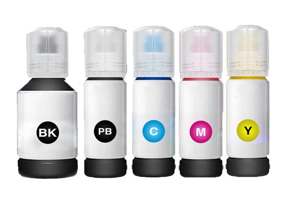 Epson Compatible 105/106 Full set of Ecotank Ink Bottles (Black/Photo Black/Cyan/Magenta/Yellow)